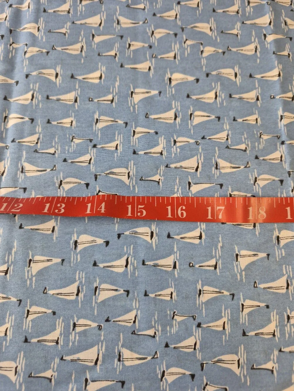 Blue Sailboat Fabric Nautical Print 37x44 Inches
